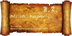 Máté Kazimir névjegykártya